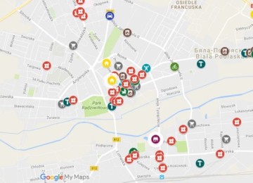 Карта Бяла-Подляски с магазинами